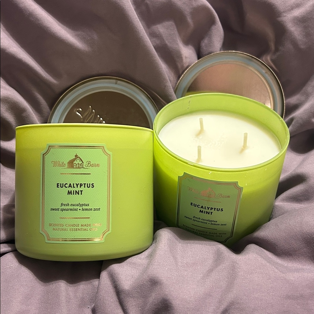 Eucalyptus Mint Bath and Body Works 3-wick candle bundle. New.